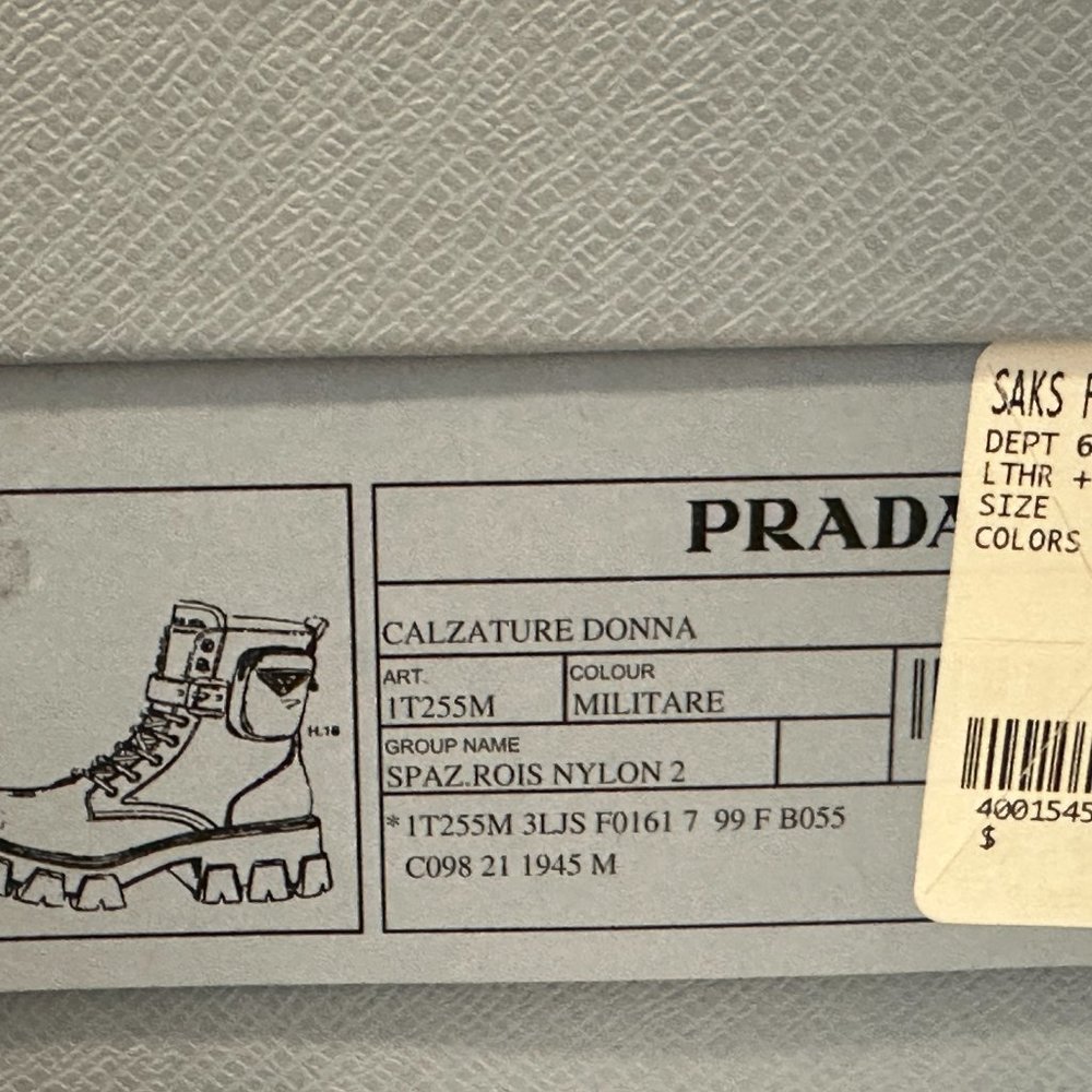 PRADA Monolith Leather Nylon Lug Sole Combat Hiking Boots Zip Pouch - Picture 15 of 15